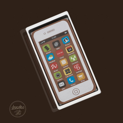 czekoladowy Smartphone, czekoladowy telefon, Smartphone z czekolady, czekoladowy iPhone, iPhone z czekolady